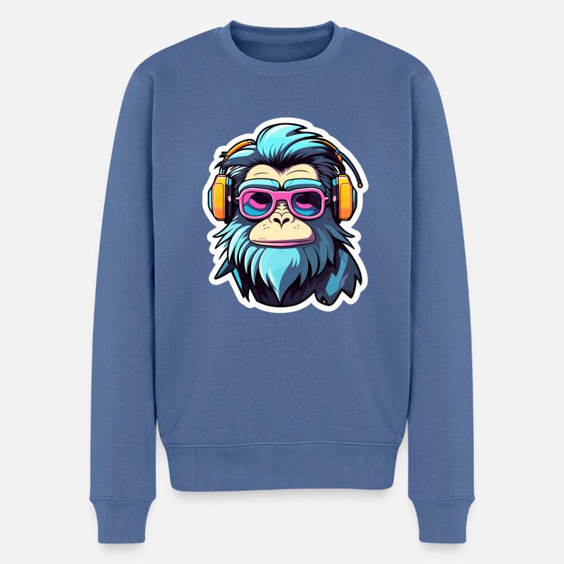 Illustration de singe - Pull Premium bio Homme - bleu pigeon