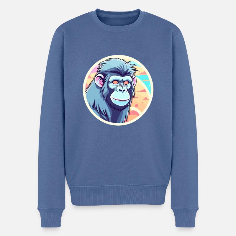 Illustration de singe - Pull Premium bio Homme - bleu pigeon