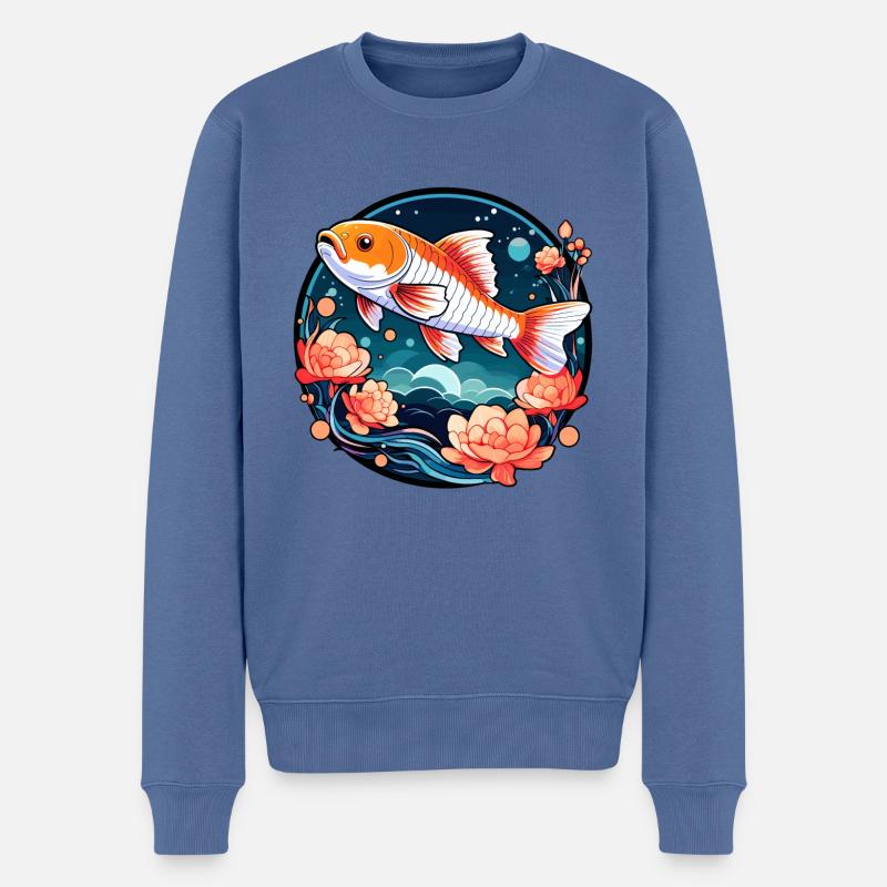 Dessin de carpe koï - Pull Premium bio Homme - bleu pigeon