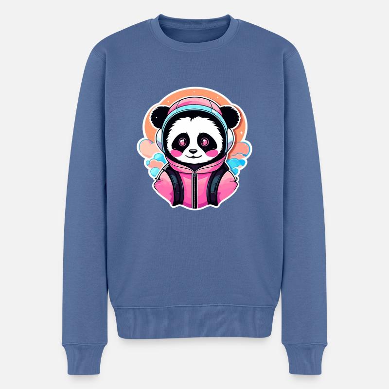Dessin de panda - Pull Premium bio Homme - bleu pigeon