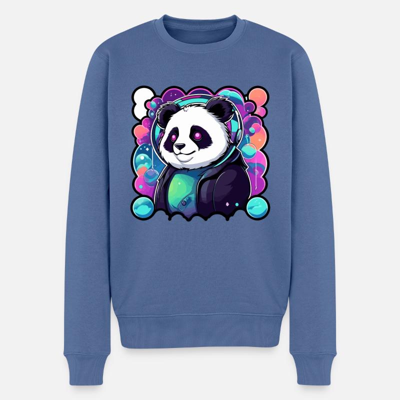 Panda Zeichnung - Männer Premium Bio Pullover - Taubenblau