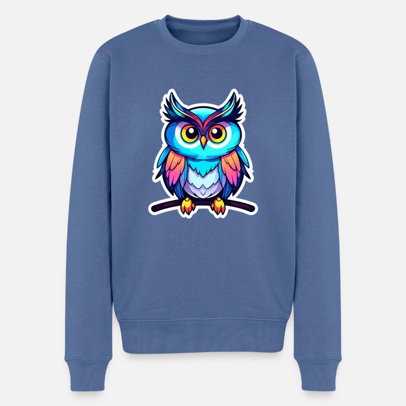 Illustration de hibou - Pull Premium bio Homme - bleu pigeon