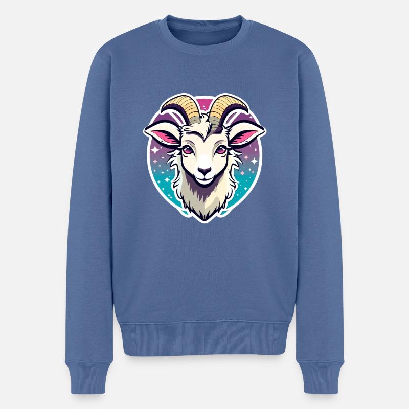 Illustration de chèvre - Pull Premium bio Homme - bleu pigeon