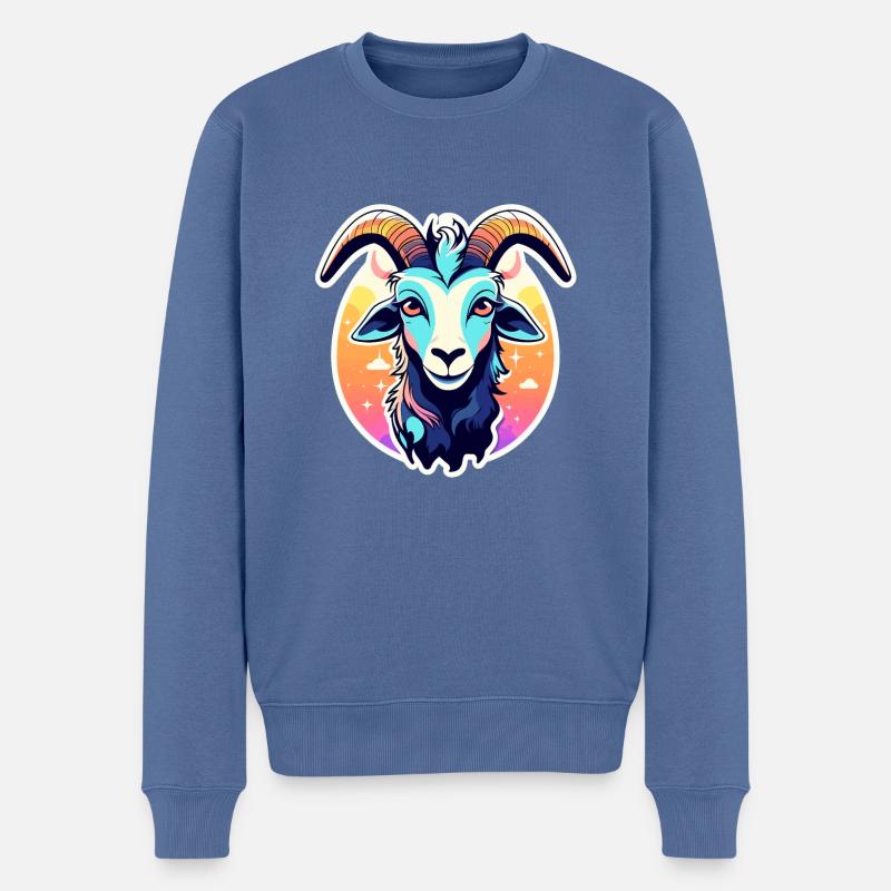 Illustration de chèvre - Pull Premium bio Homme - bleu pigeon