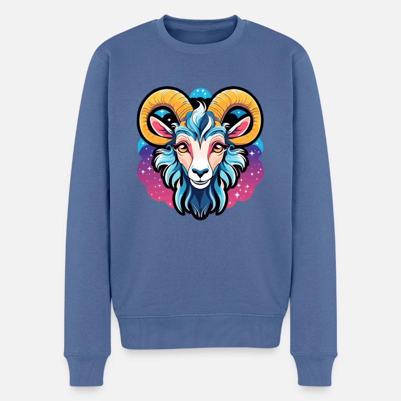 Ziege Illustration - Männer Premium Bio Pullover - Taubenblau