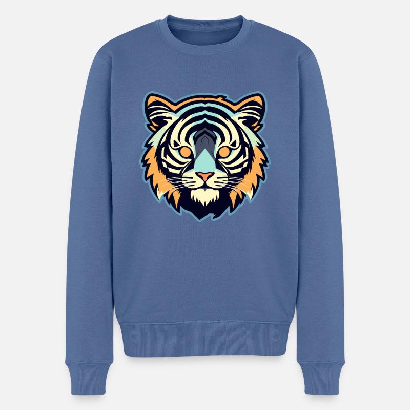 Illustration de tigre - Pull Premium bio Homme - bleu pigeon