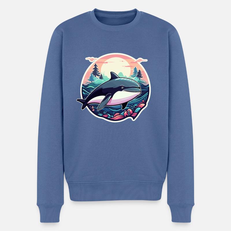 Illustration de baleine - Pull Premium bio Homme - bleu pigeon