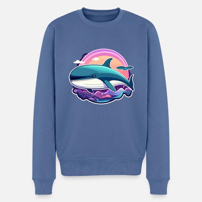 Illustration de baleine - Pull Premium bio Homme - bleu pigeon
