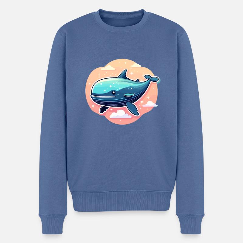 Wal Illustration - Männer Premium Bio Pullover - Taubenblau