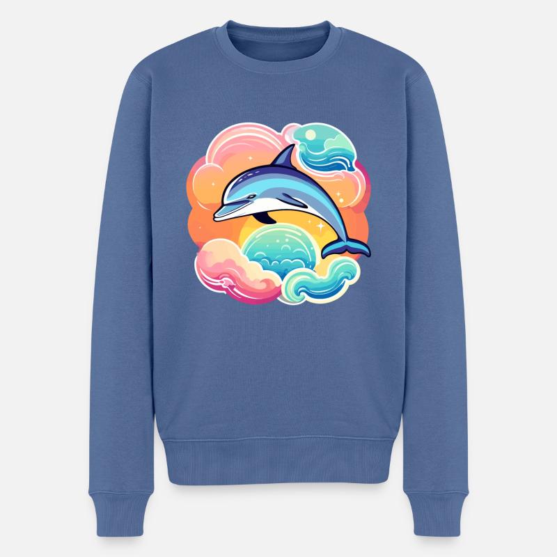 Illustration de dauphin - Pull Premium bio Homme - bleu pigeon