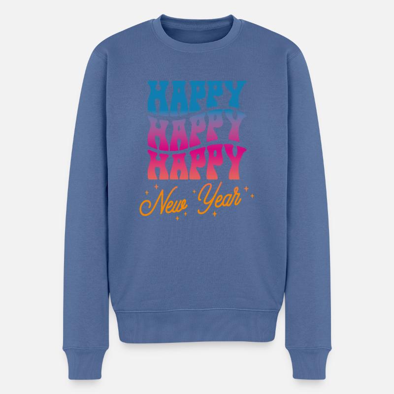 Happy New Year - Männer Premium Bio Pullover - Taubenblau