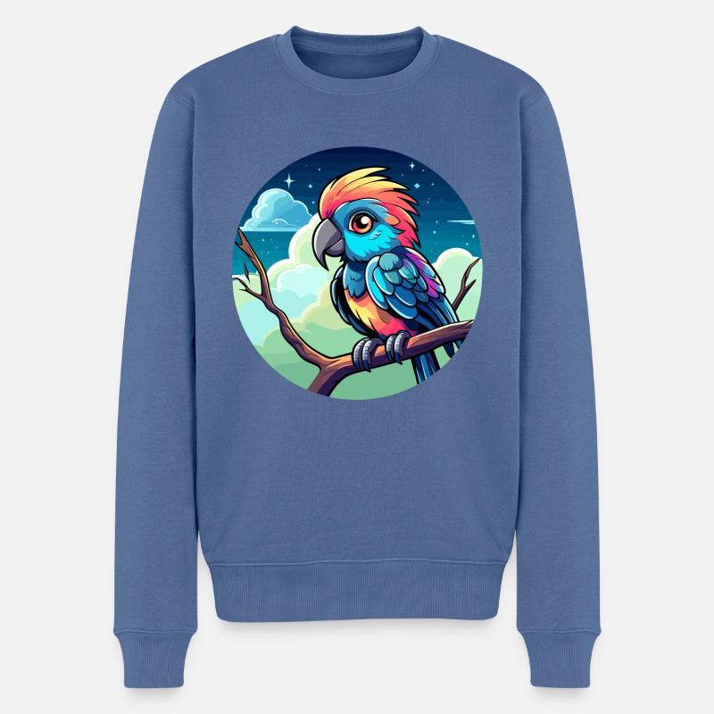 Papagei Vogel Illustration - Männer Premium Bio Pullover - Taubenblau
