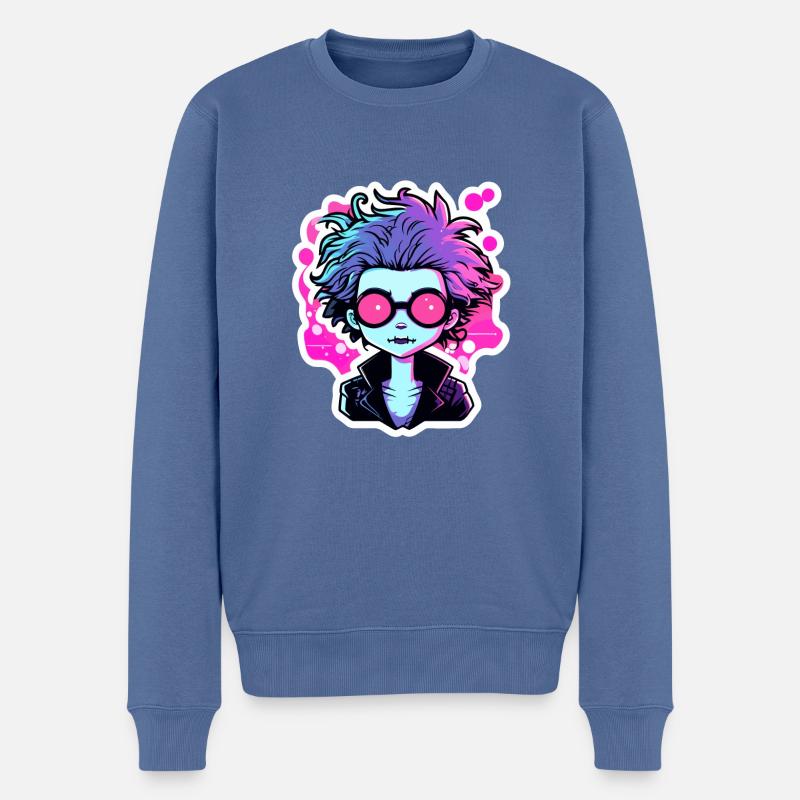 Illustration de zombie mignon - Pull Premium bio Homme - bleu pigeon