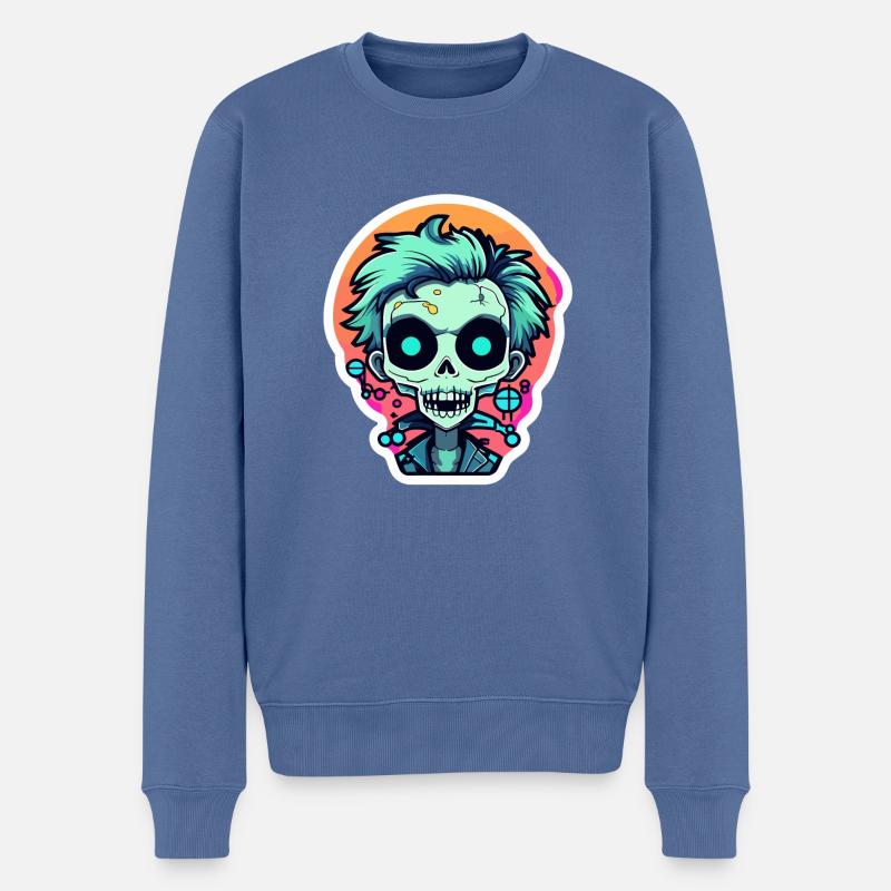 Niedlicher Zombie Illustration - Männer Premium Bio Pullover - Taubenblau