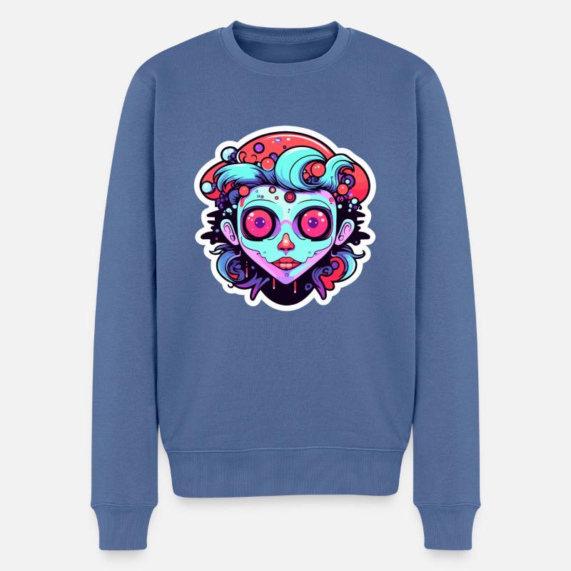 Niedlicher Zombie Illustration - Männer Premium Bio Pullover - Taubenblau