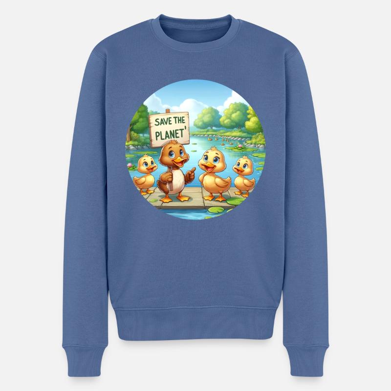 Enten Familie - Männer Premium Bio Pullover - Taubenblau