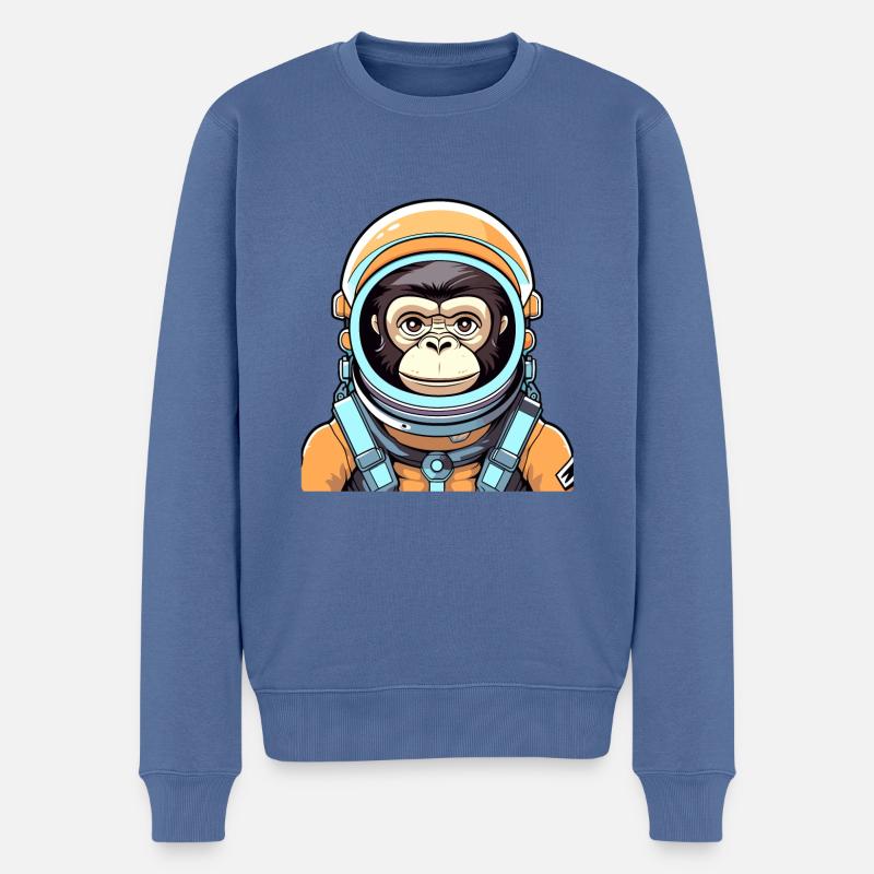 Affe Astronaut Illustration - Männer Premium Bio Pullover - Taubenblau