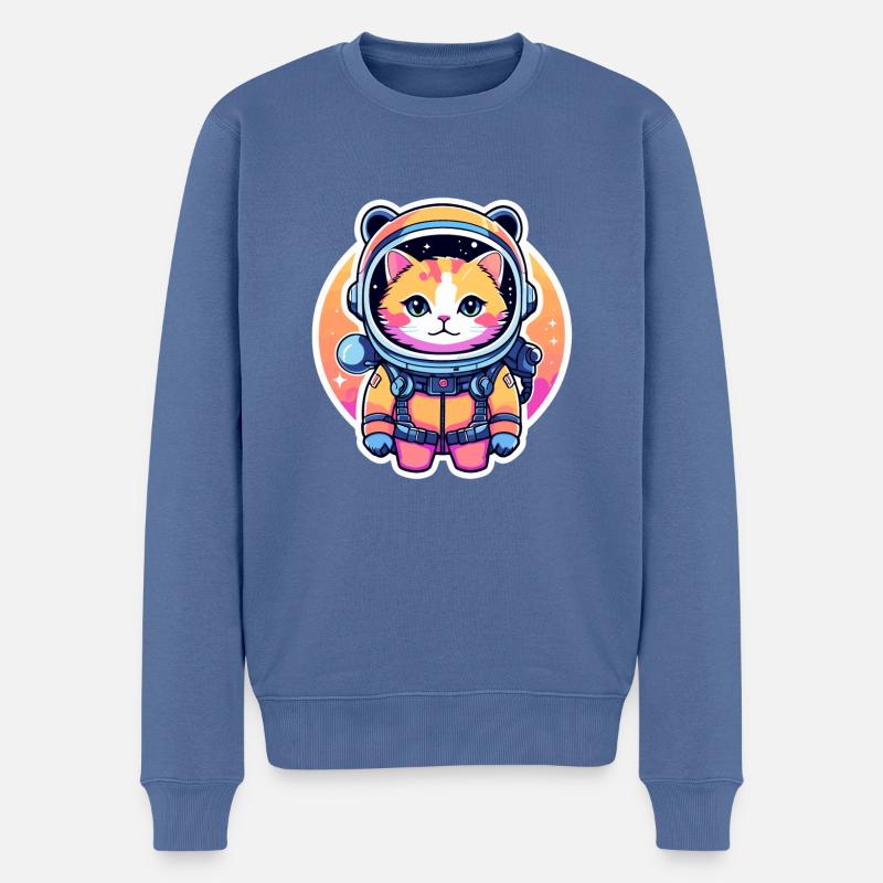 Illustration d’astronaute chat - Pull Premium bio Homme - bleu pigeon