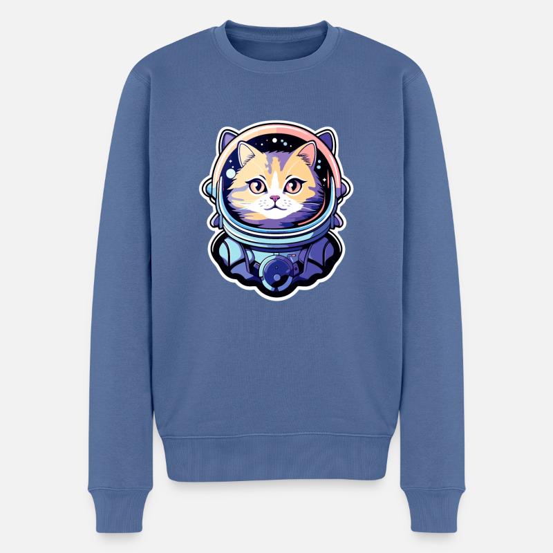 Illustration d’astronaute chat - Pull Premium bio Homme - bleu pigeon