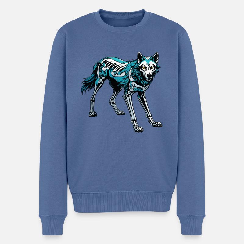 Illustration de squelette de loup - Pull Premium bio Homme - bleu pigeon