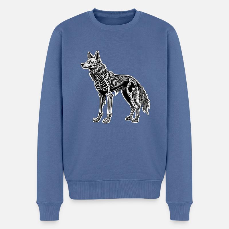 Illustration de squelette de loup - Pull Premium bio Homme - bleu pigeon