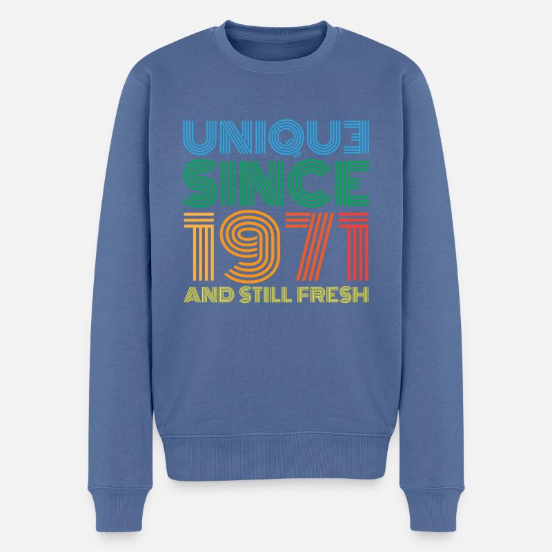 Millésime 1971 - Pull Premium bio Homme - bleu pigeon