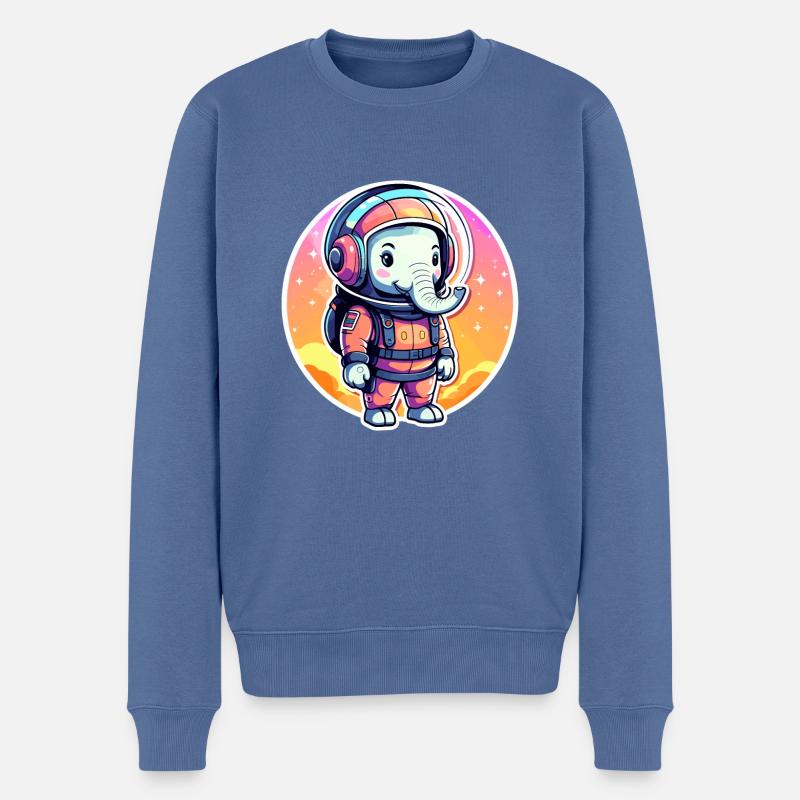 Illustration d’astronaute éléphant - Pull Premium bio Homme - bleu pigeon