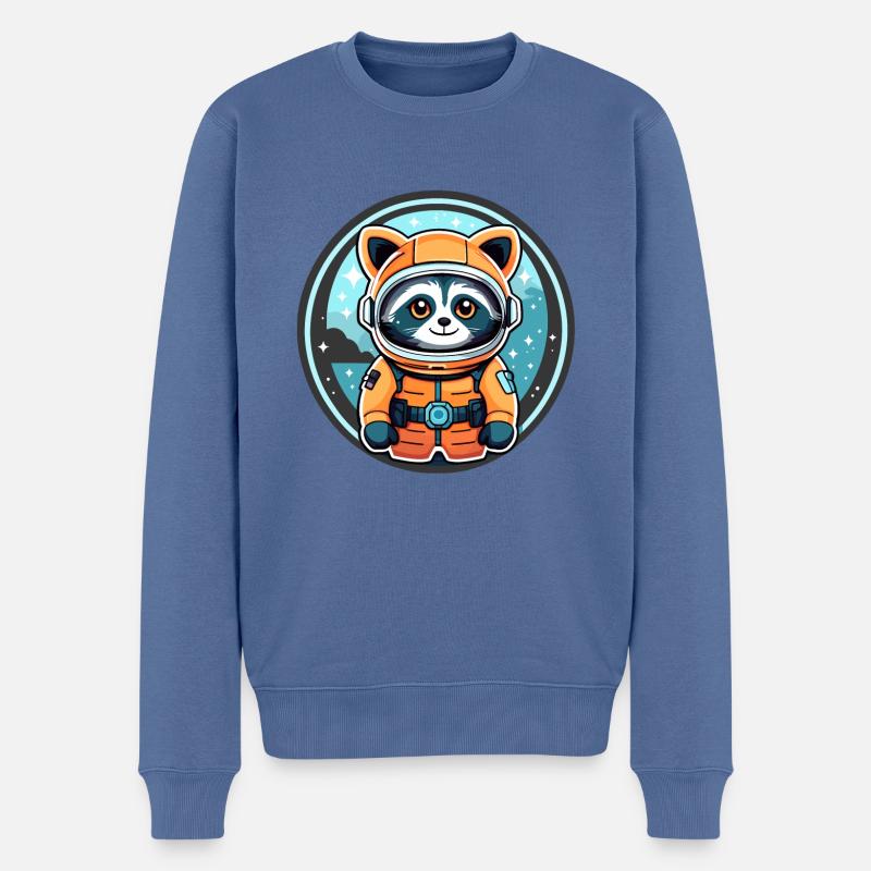 Illustration d’astronaute raton laveur - Pull Premium bio Homme - bleu pigeon