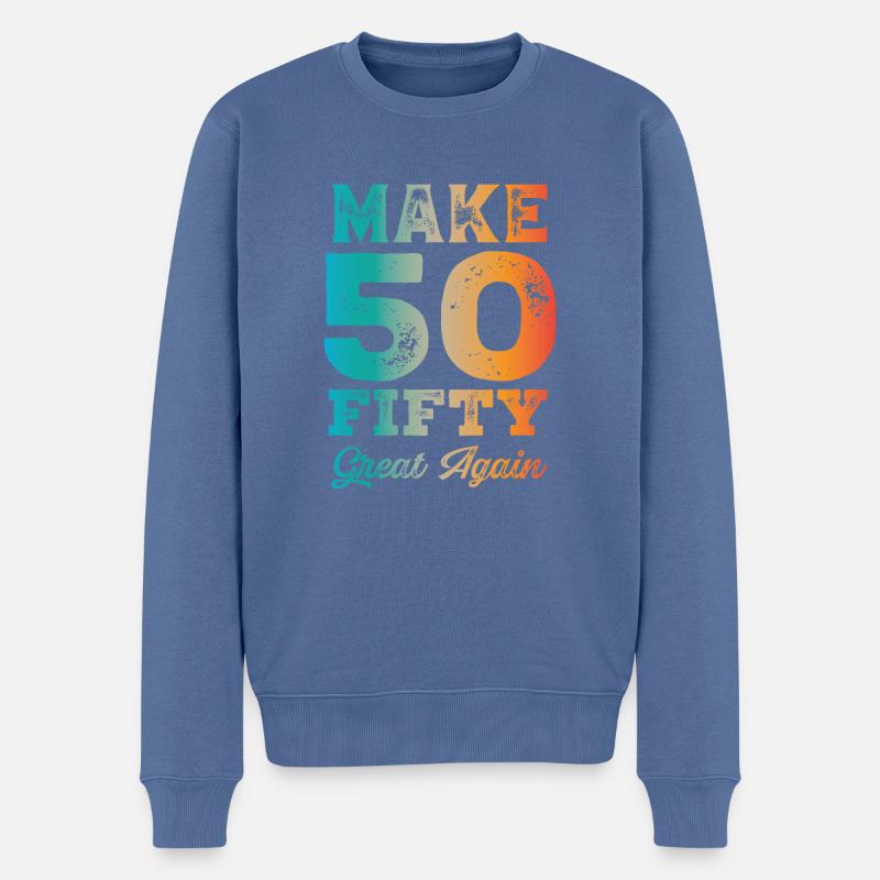Make 50 great again - Männer Premium Bio Pullover - Taubenblau