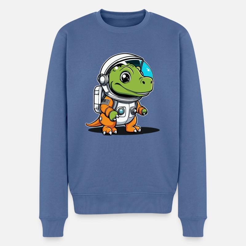 Dinosaurier Astronaut Illustration - Männer Premium Bio Pullover - Taubenblau