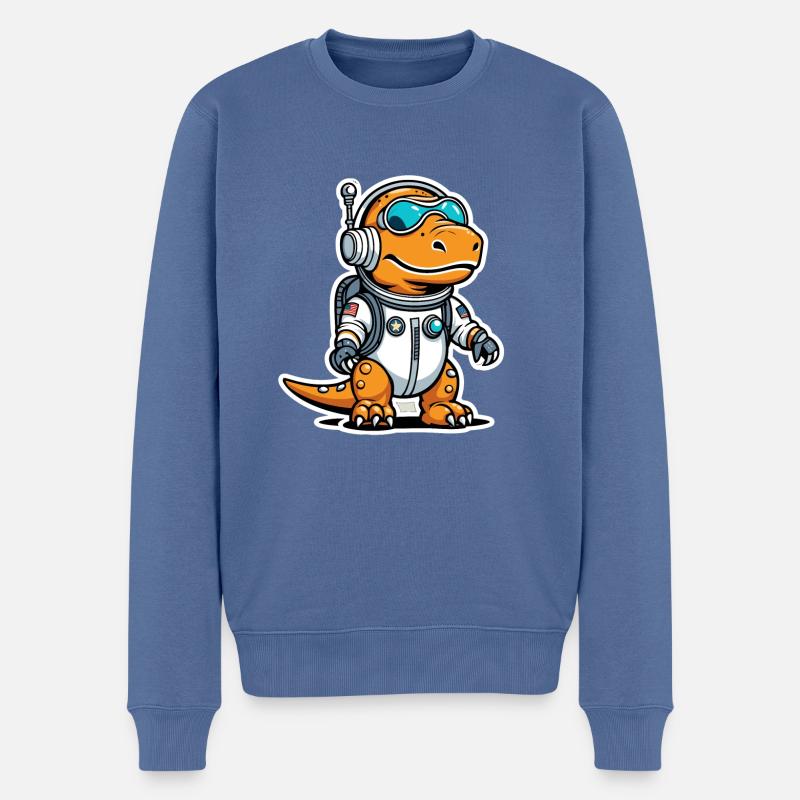 Illustration d’astronaute dinosaure - Pull Premium bio Homme - bleu pigeon