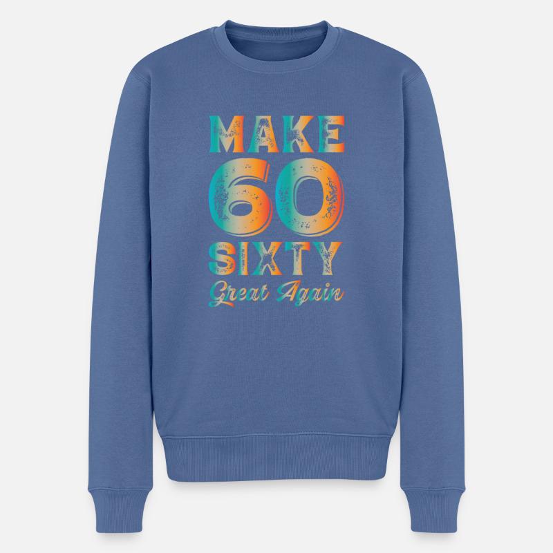 60e anniversaire - Pull Premium bio Homme - bleu pigeon
