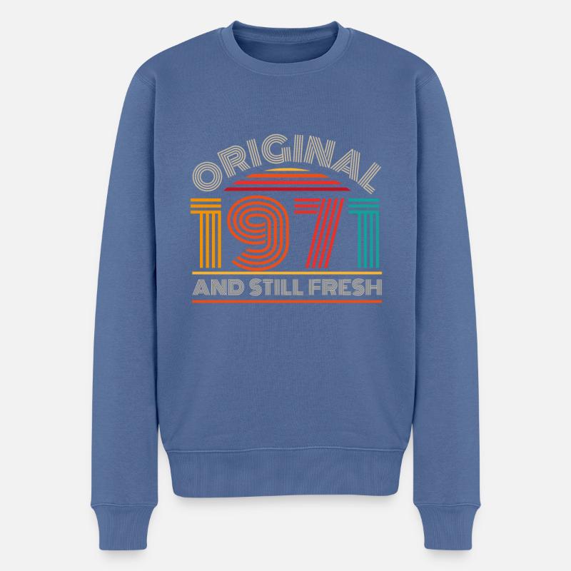Millésime 1971 - Pull Premium bio Homme - bleu pigeon