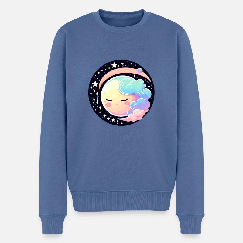 Illustration de paysage de lune - Pull Premium bio Homme - bleu pigeon