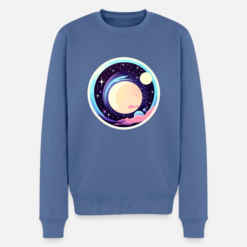 Mond Landschaft Illustration - Männer Premium Bio Pullover - Taubenblau