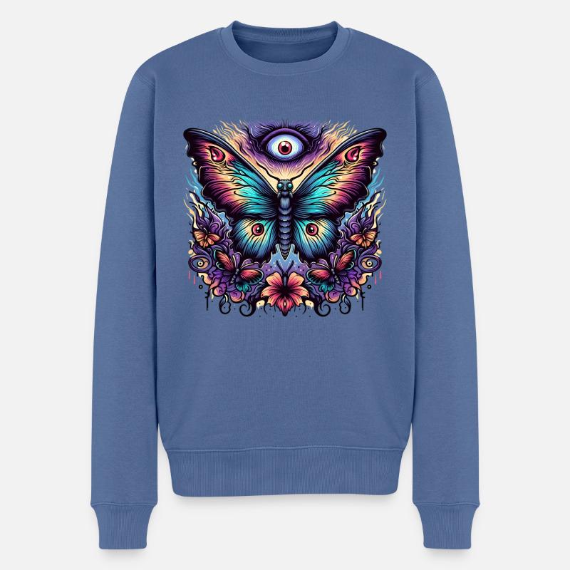 Papillon effrayant avec crâne - Pull Premium bio Homme - bleu pigeon