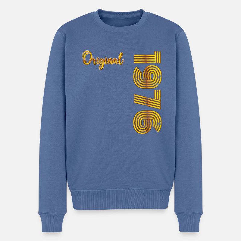 Vintage 1976 - Männer Premium Bio Pullover - Taubenblau