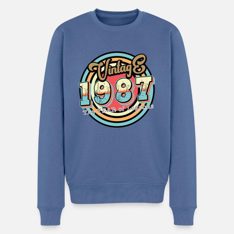 Millésime 1987 - Pull Premium bio Homme - bleu pigeon