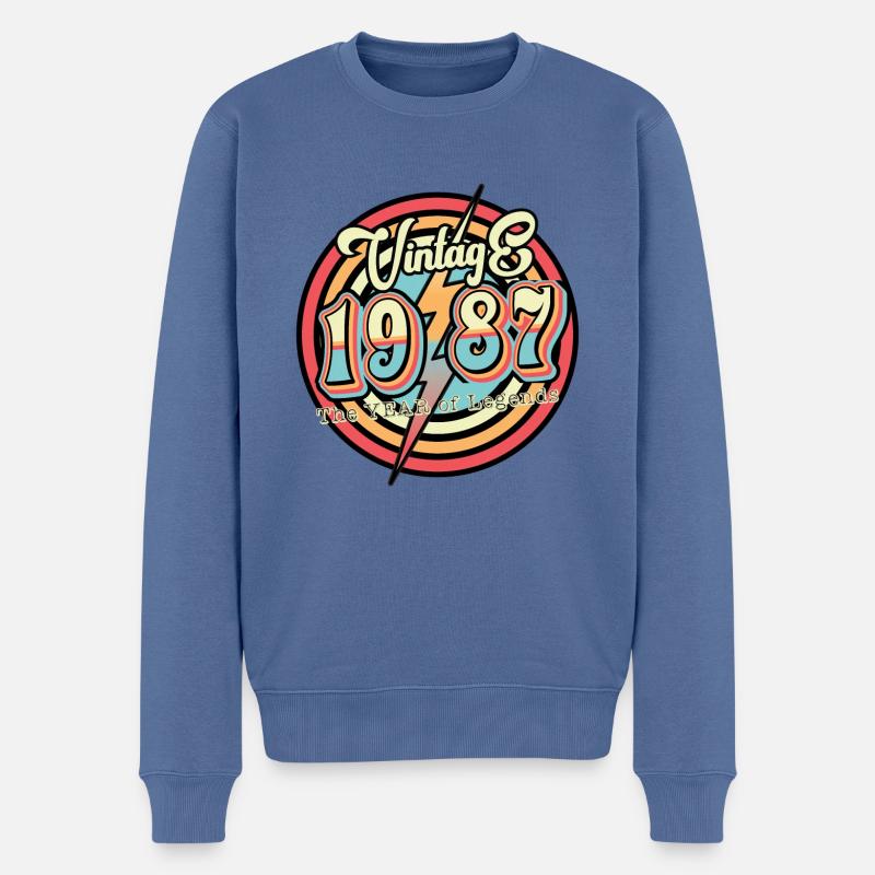 Vintage 1987 - Männer Premium Bio Pullover - Taubenblau