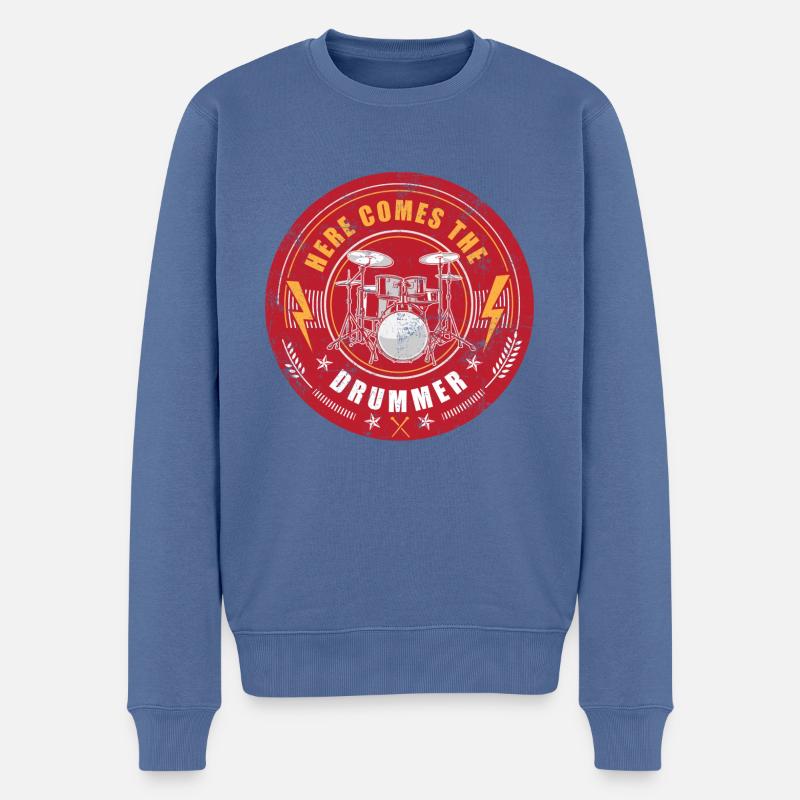 Voici le batteur - Pull Premium bio Homme - bleu pigeon