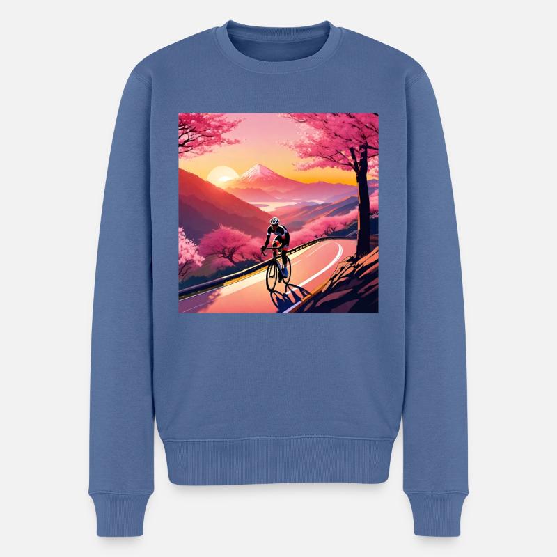 Kirschblütenzeit – Radtour - Männer Premium Bio Pullover - Taubenblau