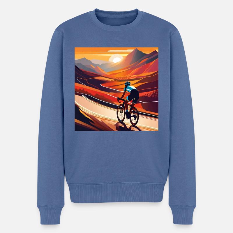 Montez au coucher du soleil - Pull Premium bio Homme - bleu pigeon