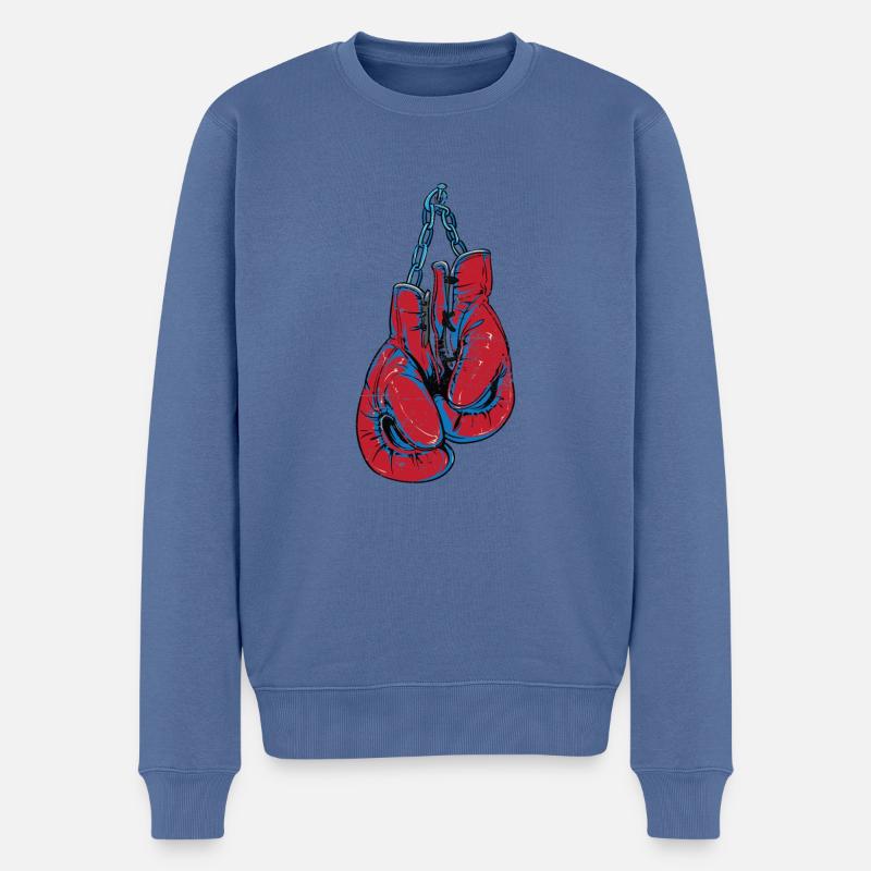 Rote Boxing Handschuhe - Männer Premium Bio Pullover - Taubenblau