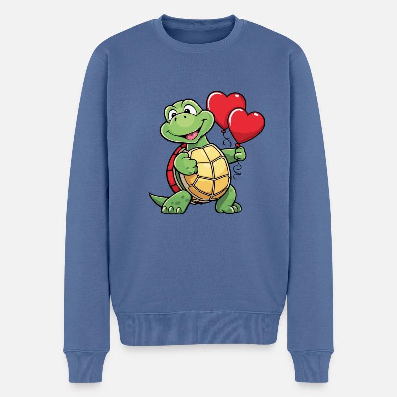 Coeur de tortue - Saint-Valentin - Pull Premium bio Homme - bleu pigeon