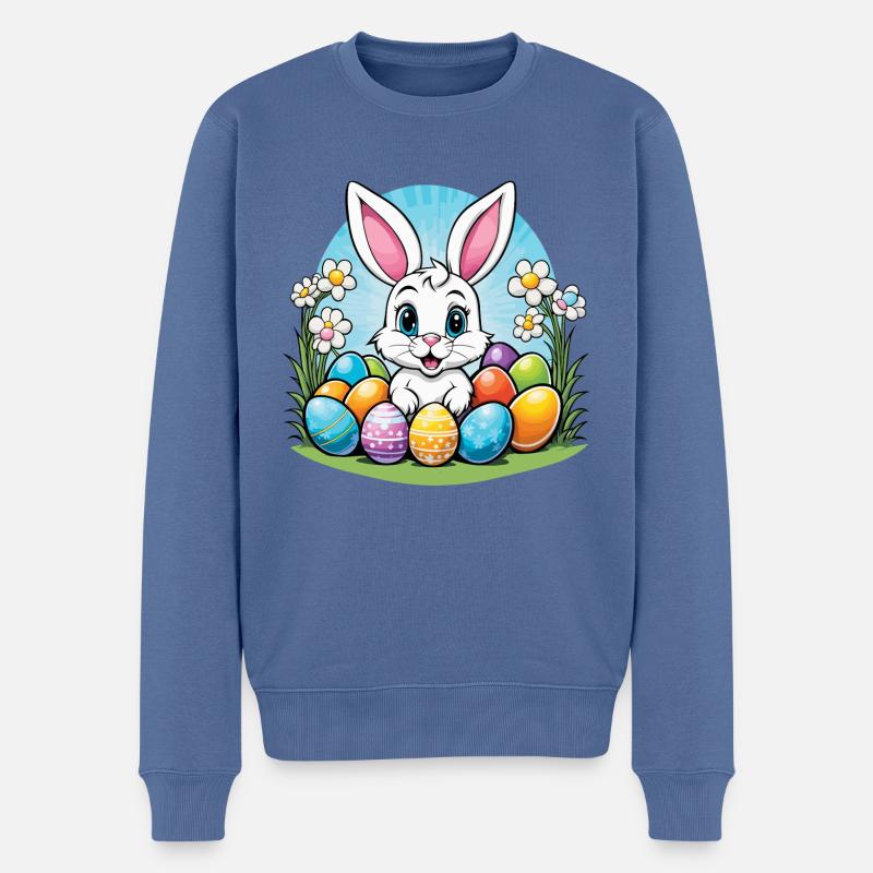 Easter Bunny Easter Illustration - Men's Premium Organic Jumper - stone blue