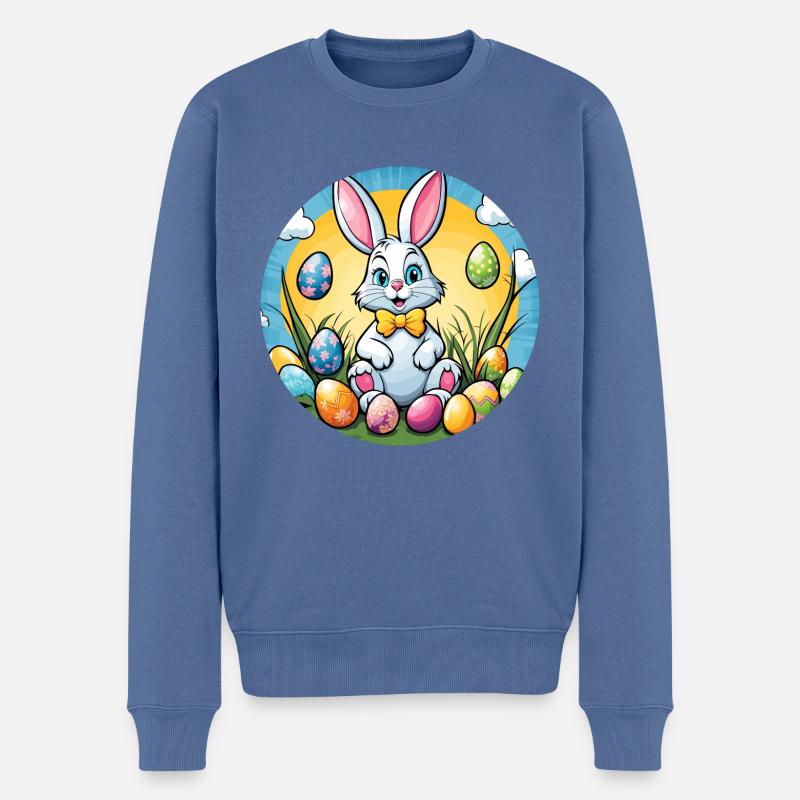 Osterhase Ostern Illustration - Männer Premium Bio Pullover - Taubenblau