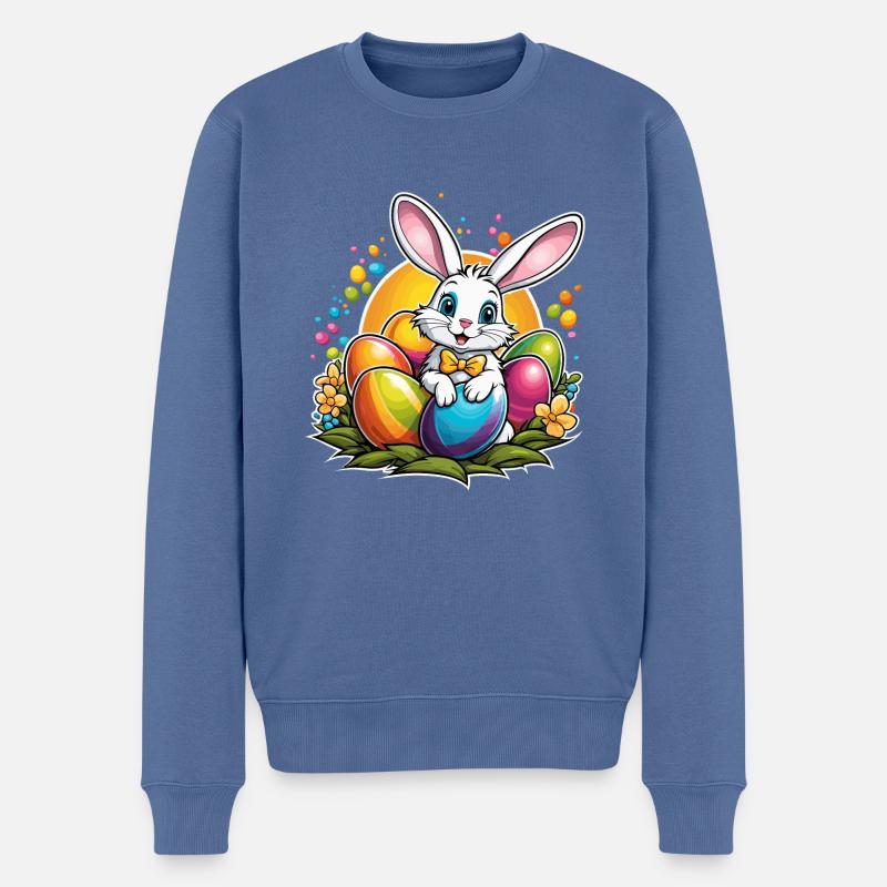 Easter Bunny Easter Illustration - Men's Premium Organic Jumper - stone blue