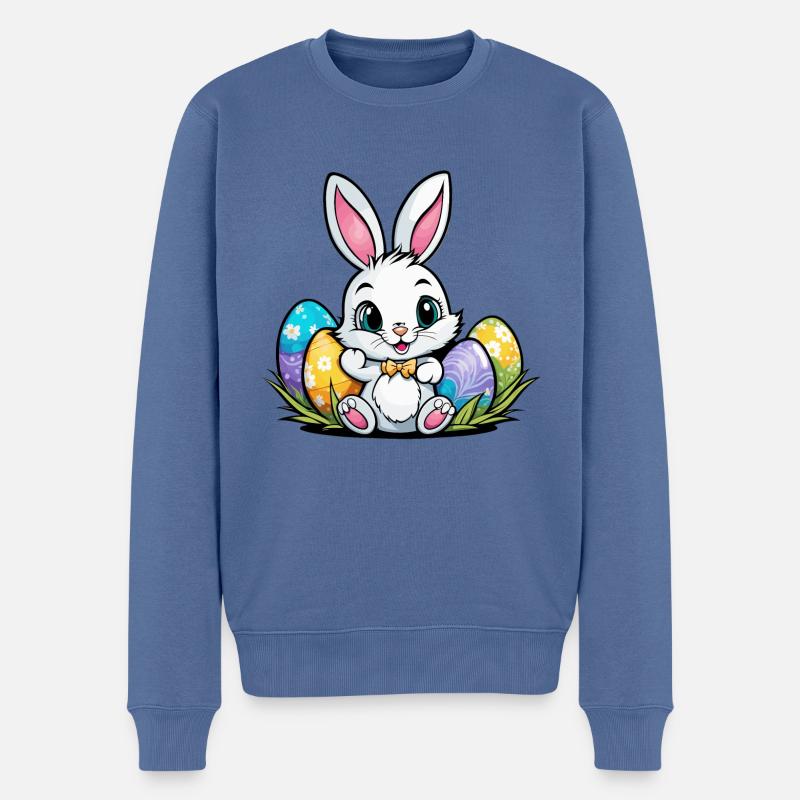Osterhase Ostern Illustration - Männer Premium Bio Pullover - Taubenblau