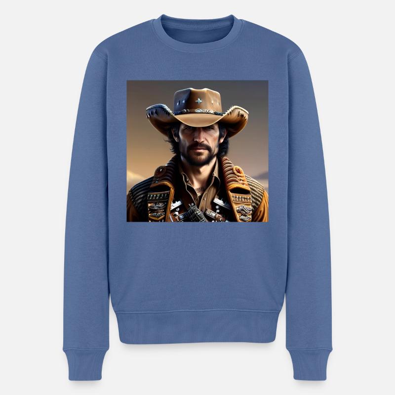 Cowboy - Männer Premium Bio Pullover - Taubenblau