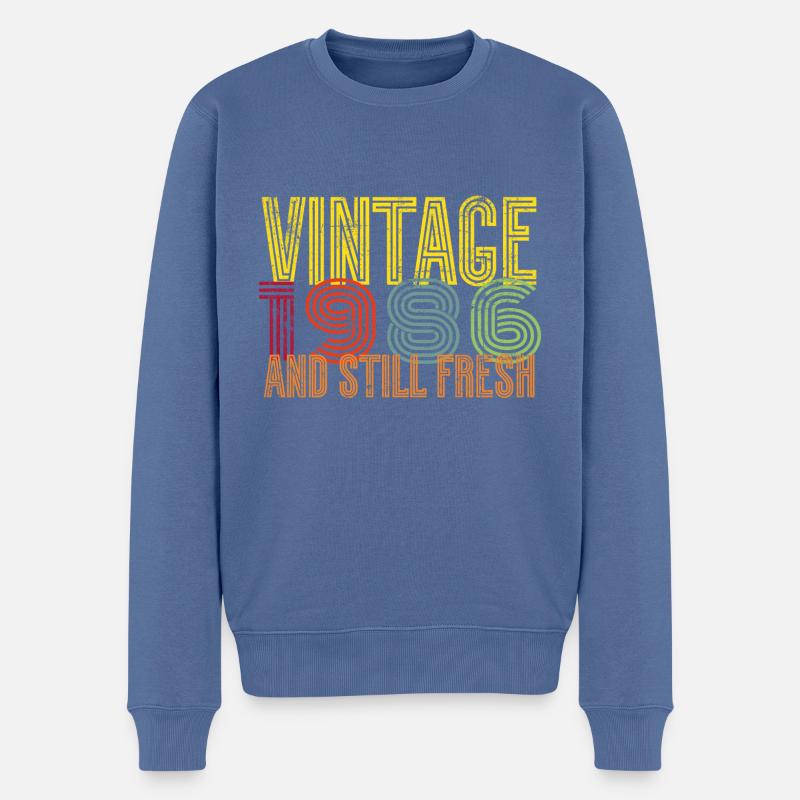 1986 Année de naissance - Pull Premium bio Homme - bleu pigeon